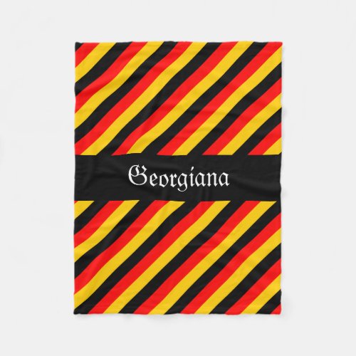 German Flag Colors Stripes Pattern  Custom Name Fleece Blanket