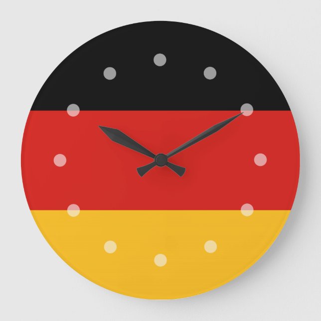 GERMAN FLAG COLORS stripes + your ideas Large Clock (Front)
