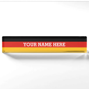 GERMAN FLAG COLORS + your text Desk Name Plate