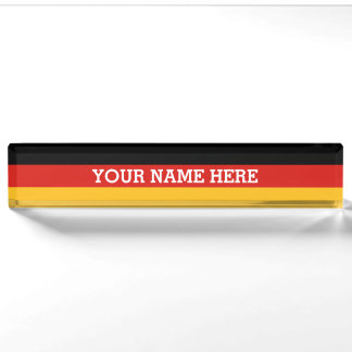GERMAN FLAG COLORS + your text Desk Name Plate