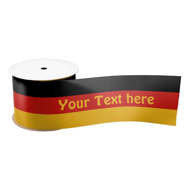 GERMAN FLAG COLORS + your text Satin Ribbon (Spool)