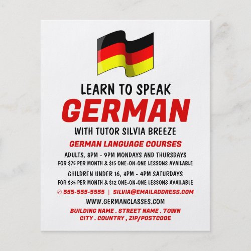 German Flag Design German Language Course Advert Flyer