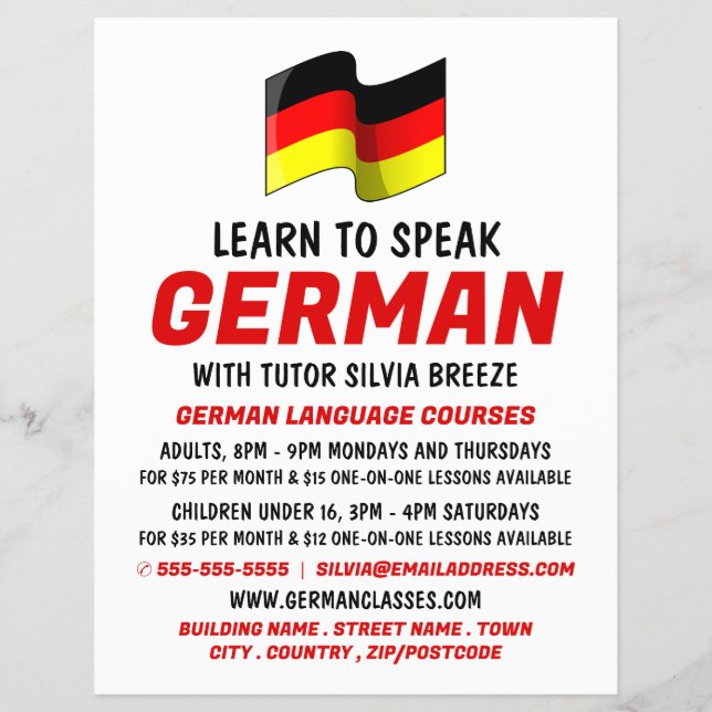 German Flag Design, German Language Course Advert Flyer (Front)