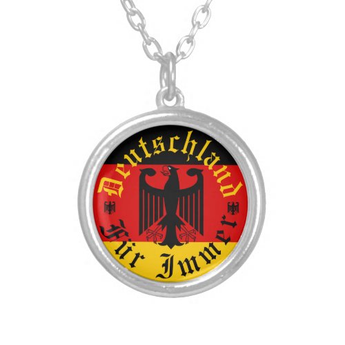 German flag eagleDeutschland fur Immerforever 3 Silver Plated Necklace