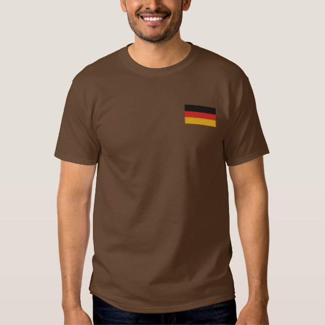 German flag embroidered men's long sleeve shirt (Front)