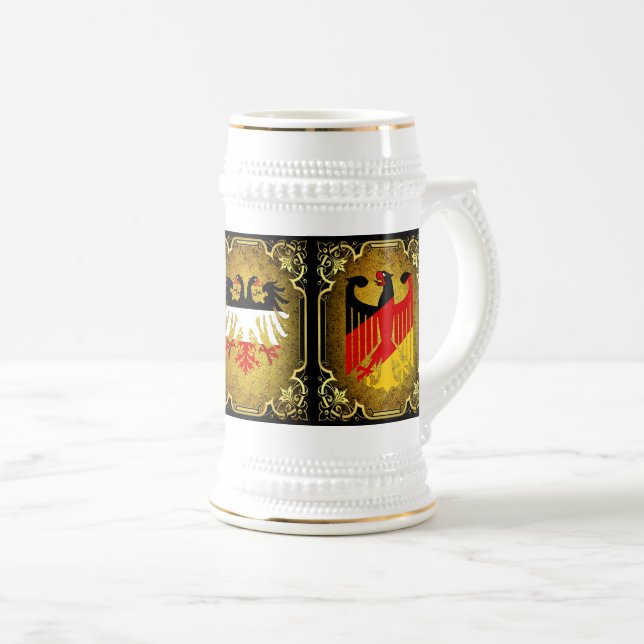 German flag, empire/imperial double black eagle beer stein (Front Right)