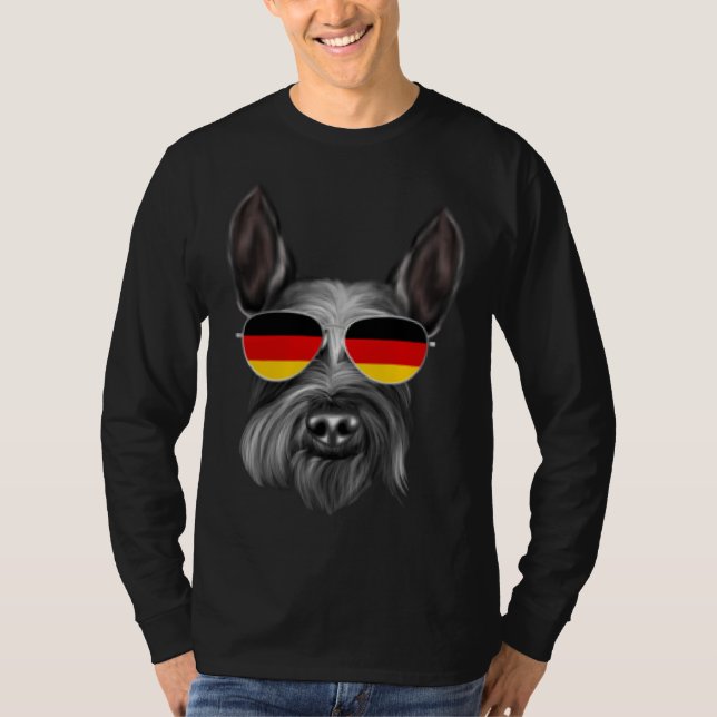 German Flag Giant Schnauzer Dog Germany Pocket T-Shirt (Front)