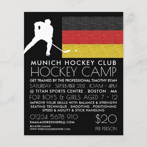 German Flag Hockey Player Camp Advertising Flyer