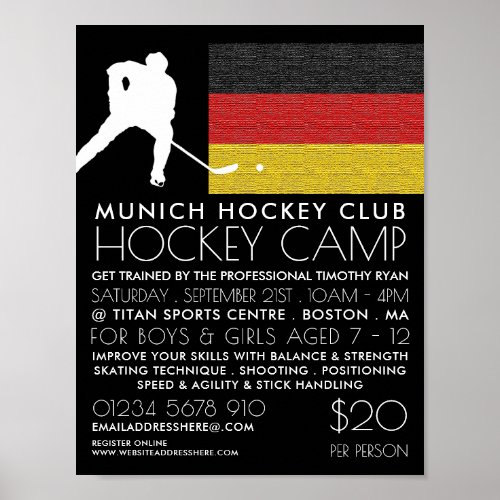 German Flag Hockey Player Camp Advertising Poster