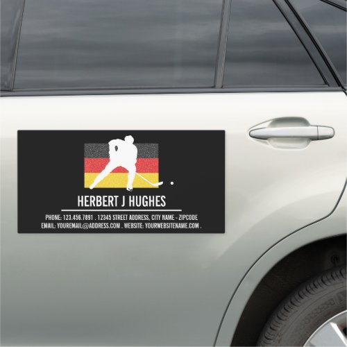 German Flag Hockey Player Hockey Coach Car Magnet