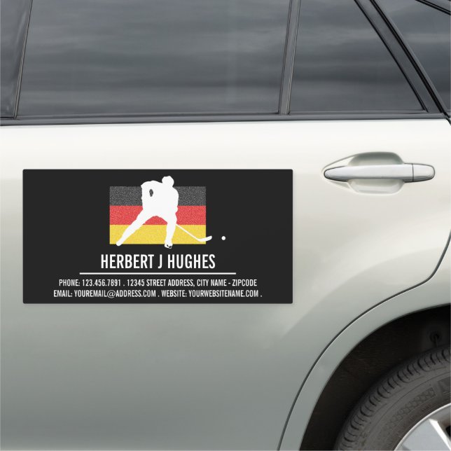 German Flag, Hockey Player, Hockey Coach Car Magnet (In Situ)