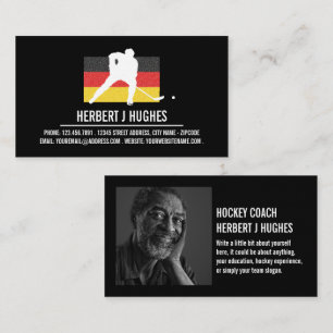 German Flag, Hockey Player, Hockey Coach Photo Business Card