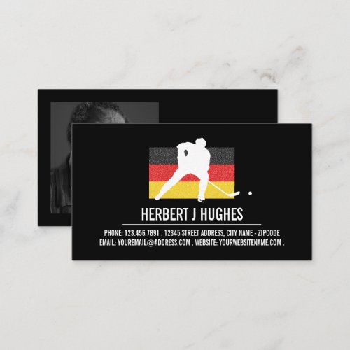 German Flag Hockey Player Hockey Coach Photo Business Card