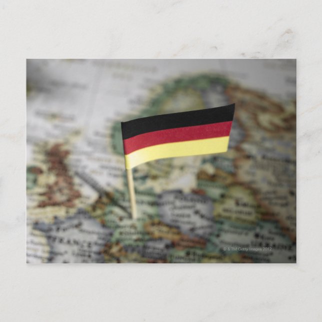 German flag in map postcard (Front)