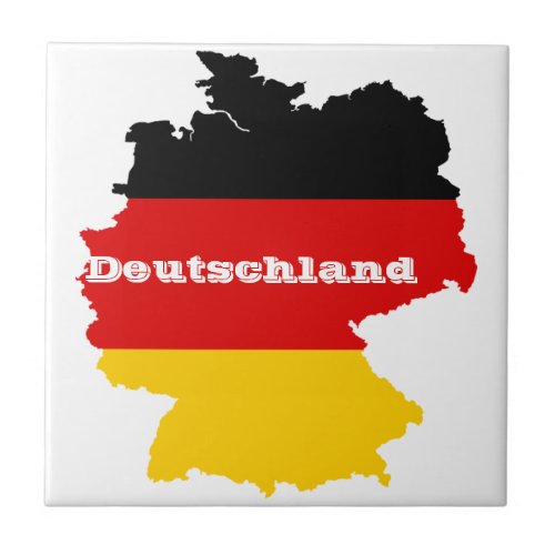 German Flag Map Ceramic Tile