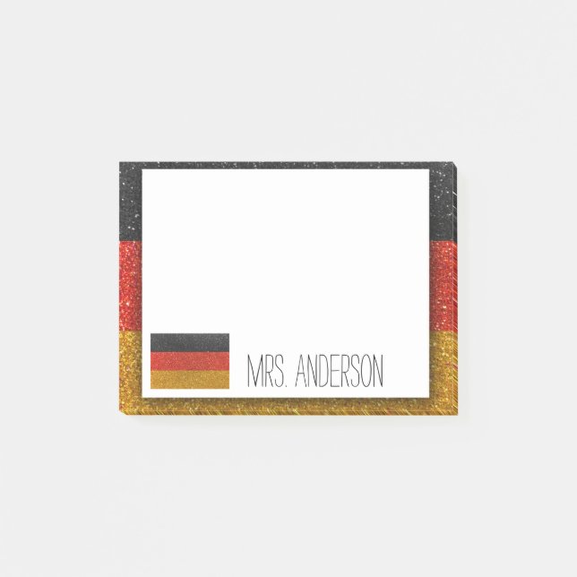 German Flag of Germany Glitter Teacher Classroom Post-it Notes (Front)