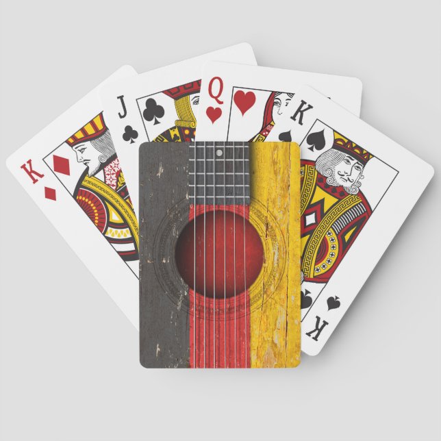 German Flag on Old Acoustic Guitar Poker Cards (Back)