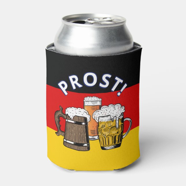 GERMAN FLAG Prost Cartoon Cheers Beers Can Cooler (Can Front)