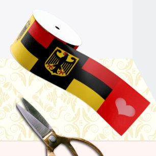 German Flag Ribbon, Eagle, Heart, Germany Grosgrain Ribbon