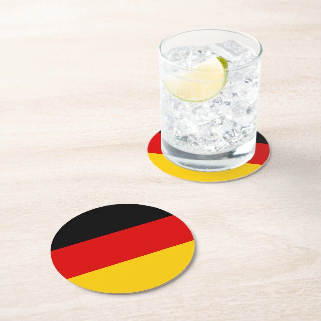 German flag round paper coaster (Insitu)