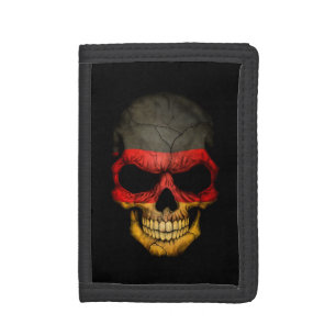 German Flag Skull on Black Trifold Wallet