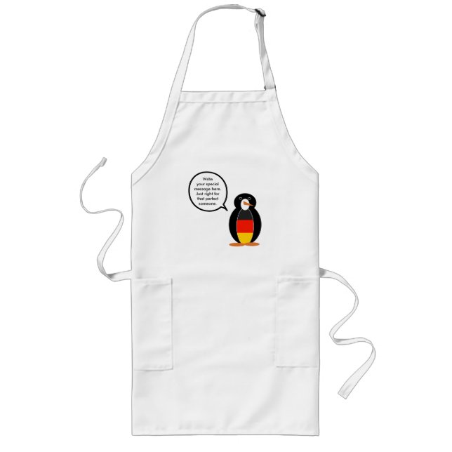 German Flag Talking Ms. Penguin Long Apron (Front)