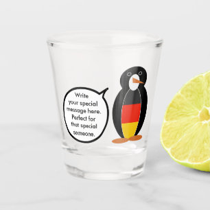 German Flag Talking Ms Penguin Personalized Shot Glass