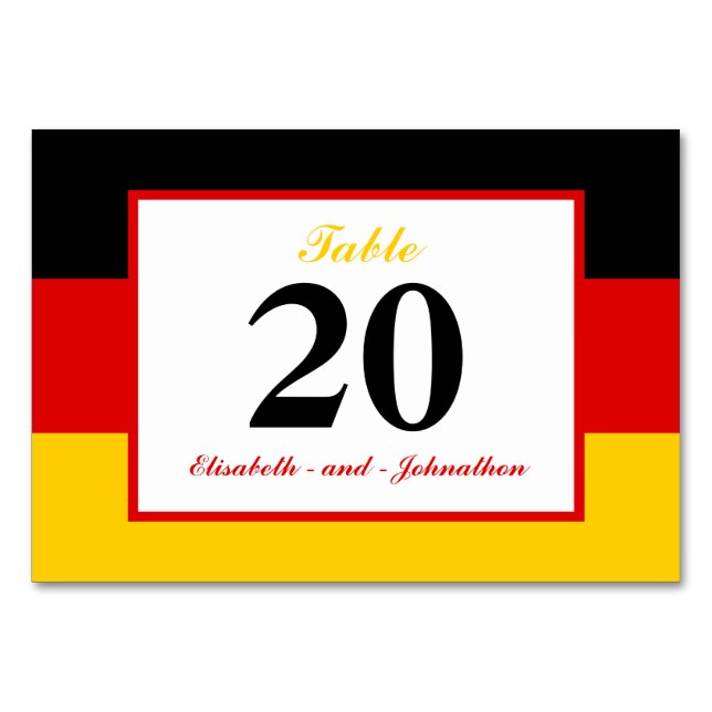 German Flag Wedding Table Number (Front)