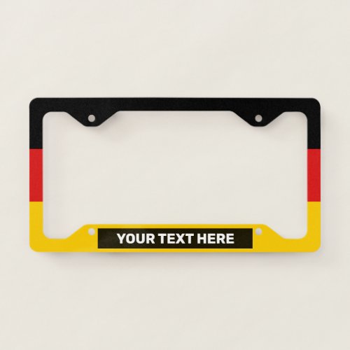 German Flag White Text Custom License Plate Frame