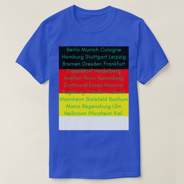 German Flag with Cities T-Shirt (Design Front)
