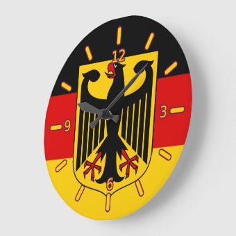 German Flag with Crest Clock (With Numbers) | Zazzle