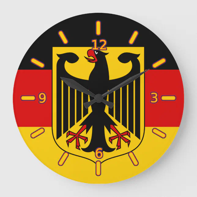 German Flag with Crest Clock (With Numbers) | Zazzle
