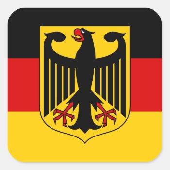 German Flag With Crest Sticker (square) by StillImages at Zazzle