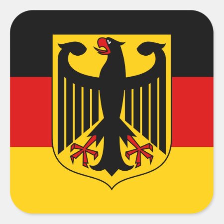 German Flag With Crest Sticker (square)