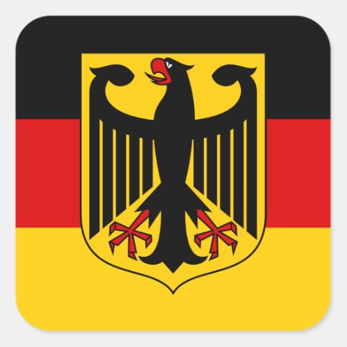 German Flag with Crest Sticker Square