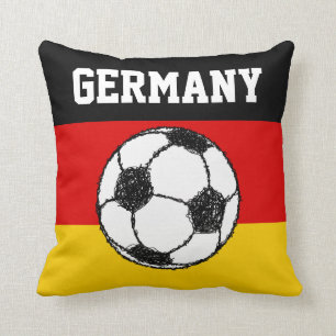 German Flag with Football Throw Pillow