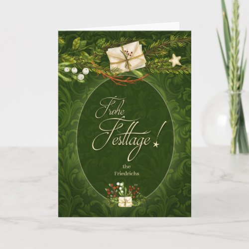 German Frohe Festtage Christmas Holiday Card