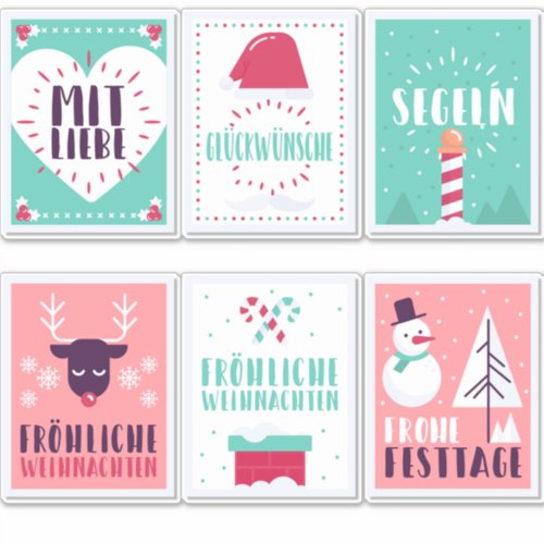 German Frhliche Weihnachten Christmas card pack Sticker