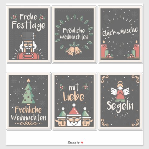 German Frhliche Weihnachten Christmas card set Sticker