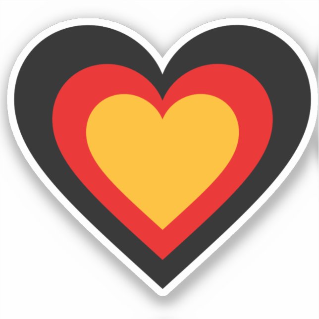 German / Germany Flag Heart Sticker (Front)
