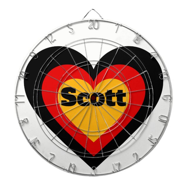 German Germany Heart Flag Dart Board (Front)