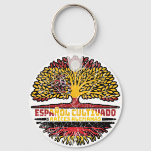 German Germany Spain Spanish Tree Roots Flag Keychain