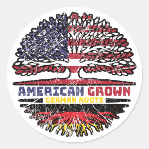 German Germany US American UUSA United States Tree Classic Round Sticker