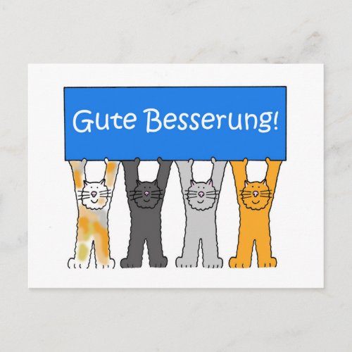 German Get Well Soon Cartoon Cats Postcard