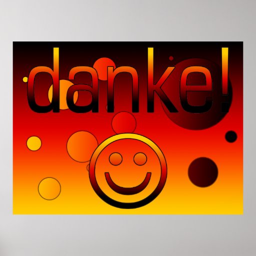 German Gifts : Thank You / Danke + Smiley Face Poster | Zazzle