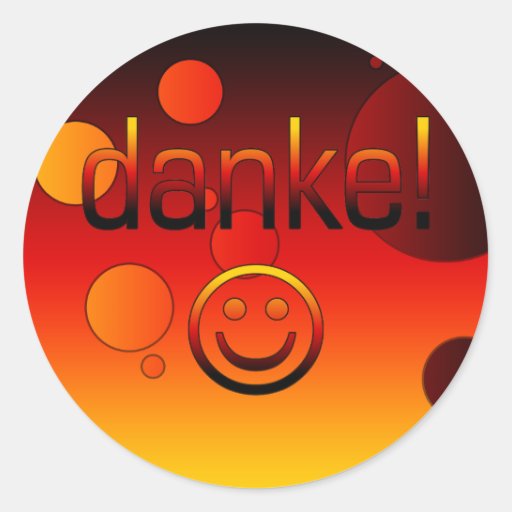 German Gifts : Thank You / Danke + Smiley Face Stickers | Zazzle