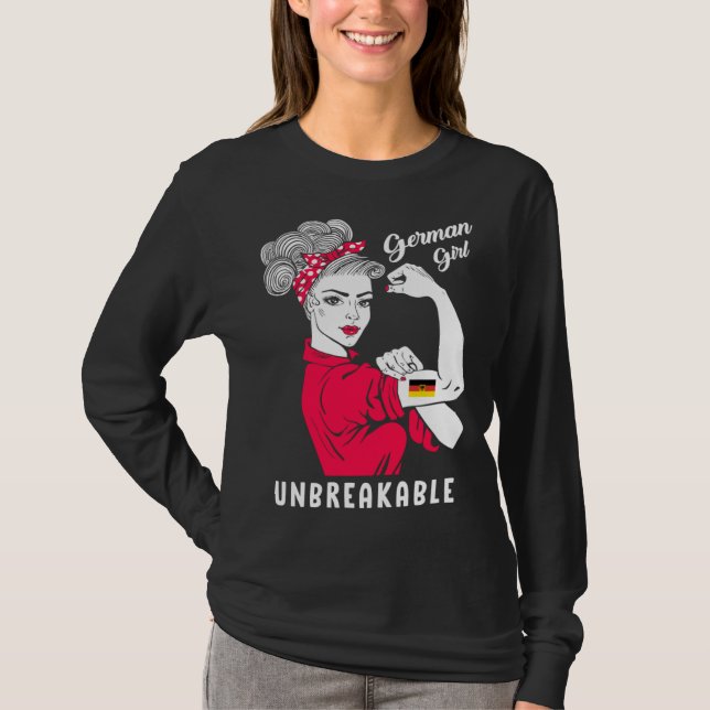 German Girl Unbreakable Strong German Girl Flag T-Shirt (Front)