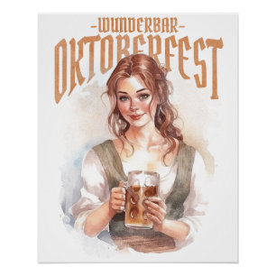 german girl with a beer for Oktoberfest Poster