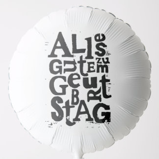 German "Happy Birthday" Lino Print Balloon