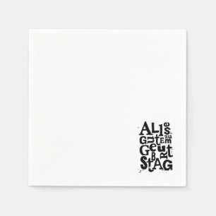 German "Happy Birthday" Lino Print Paper Napkin